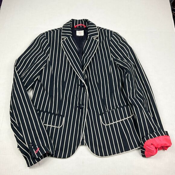 GAP Womens Academy Blazer Striped 2-Button Classic Office Work Jacket Size 6 - Picture 1 of 11